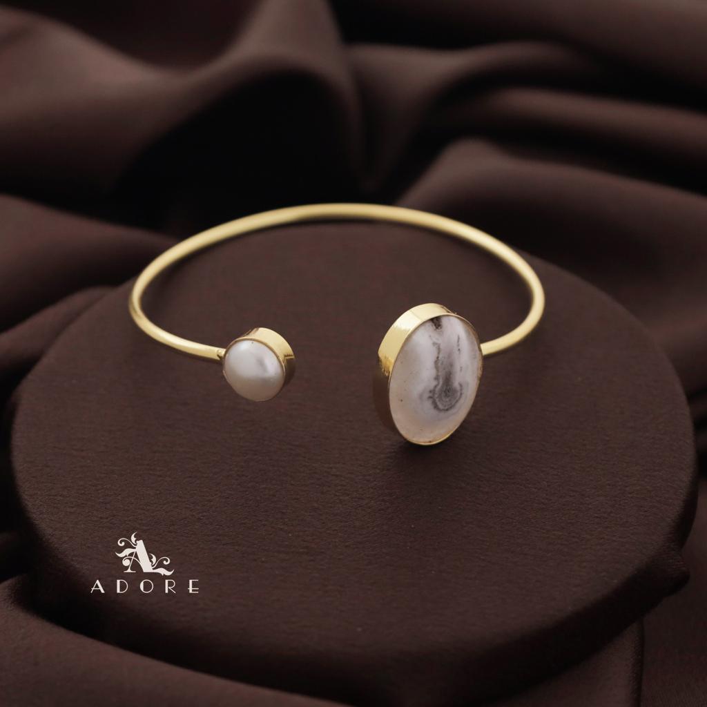 Trish Solar Agate + Pearl Bangle