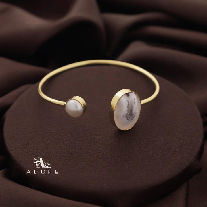 Trish Solar Agate + Pearl Bangle
