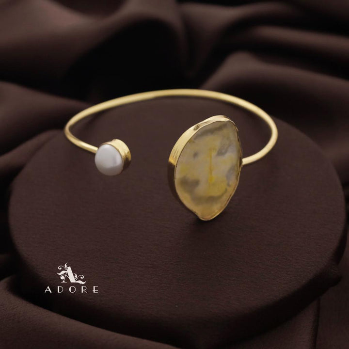 Trish Solar Agate + Pearl Bangle
