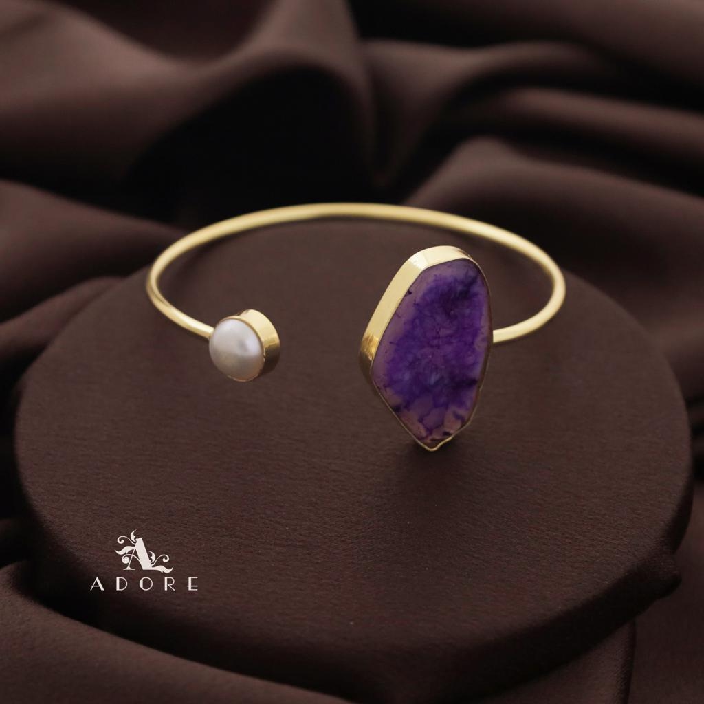Trish Solar Agate + Pearl Bangle
