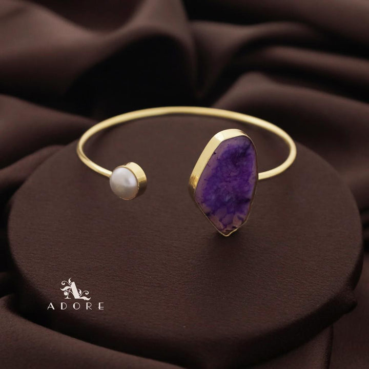 Trish Solar Agate + Pearl Bangle