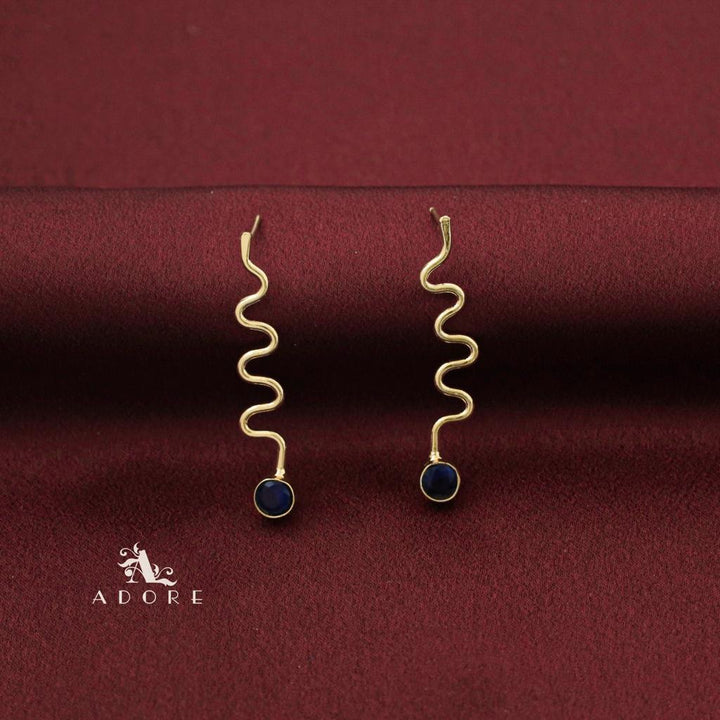 Golden Zigzag Round Glossy Earring
