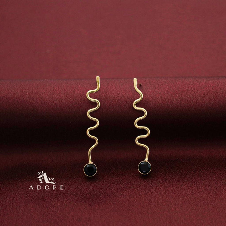 Golden Zigzag Round Glossy Earring