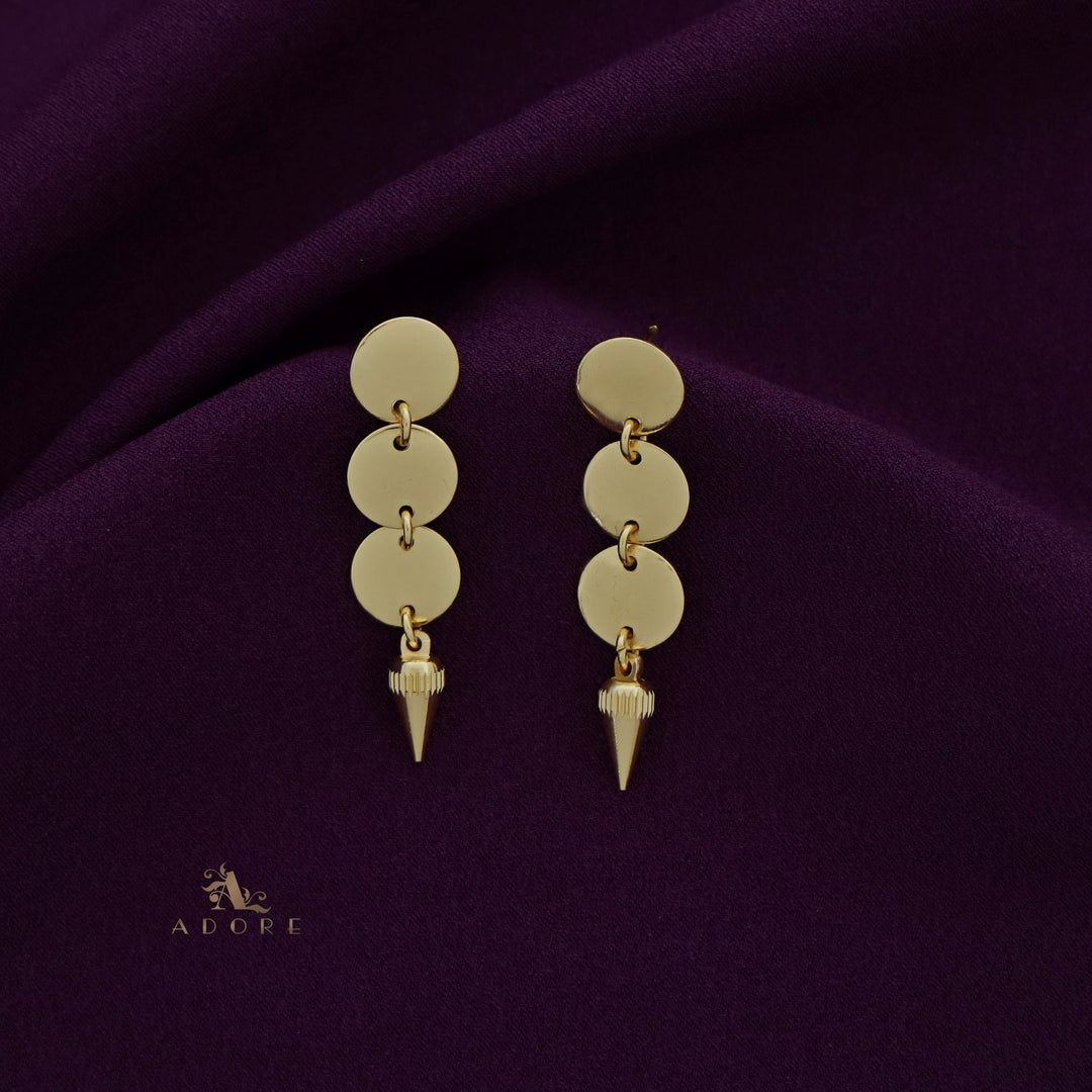 Golden Triple Coin Bud Earring