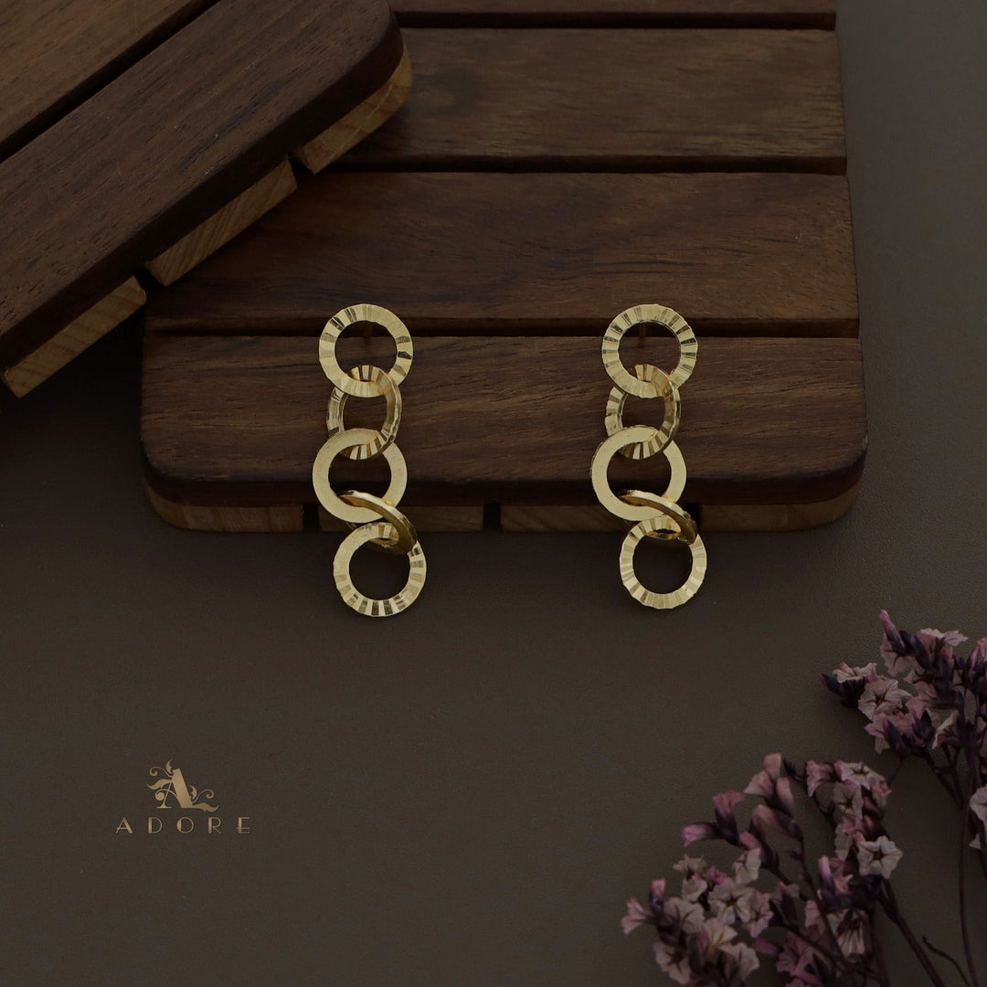 Golden Circles Long Neckpiece  With Earring
