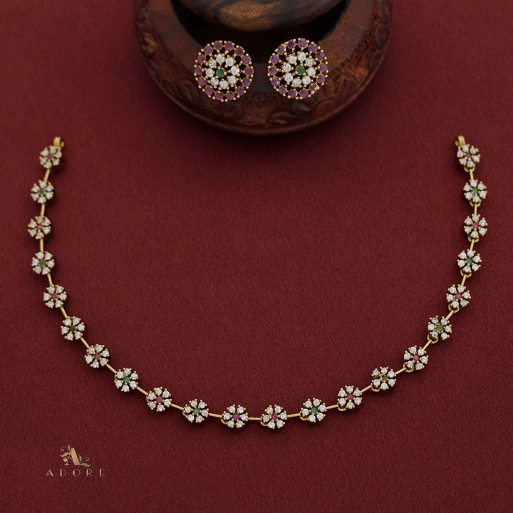 Sayali Flower AD Neckpiece With Stud
