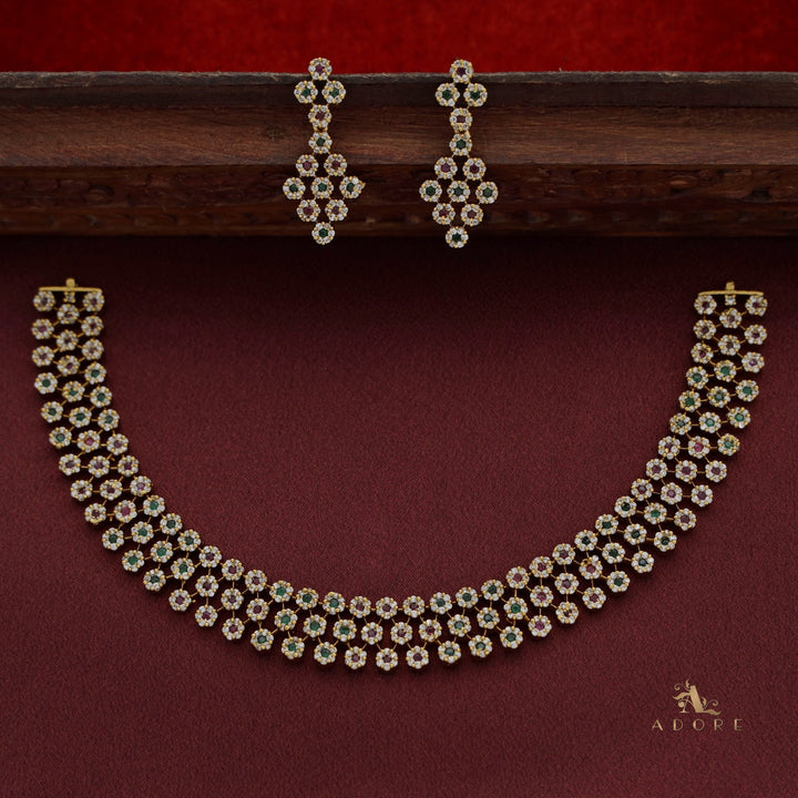 Virini AD Neckpiece With Earring