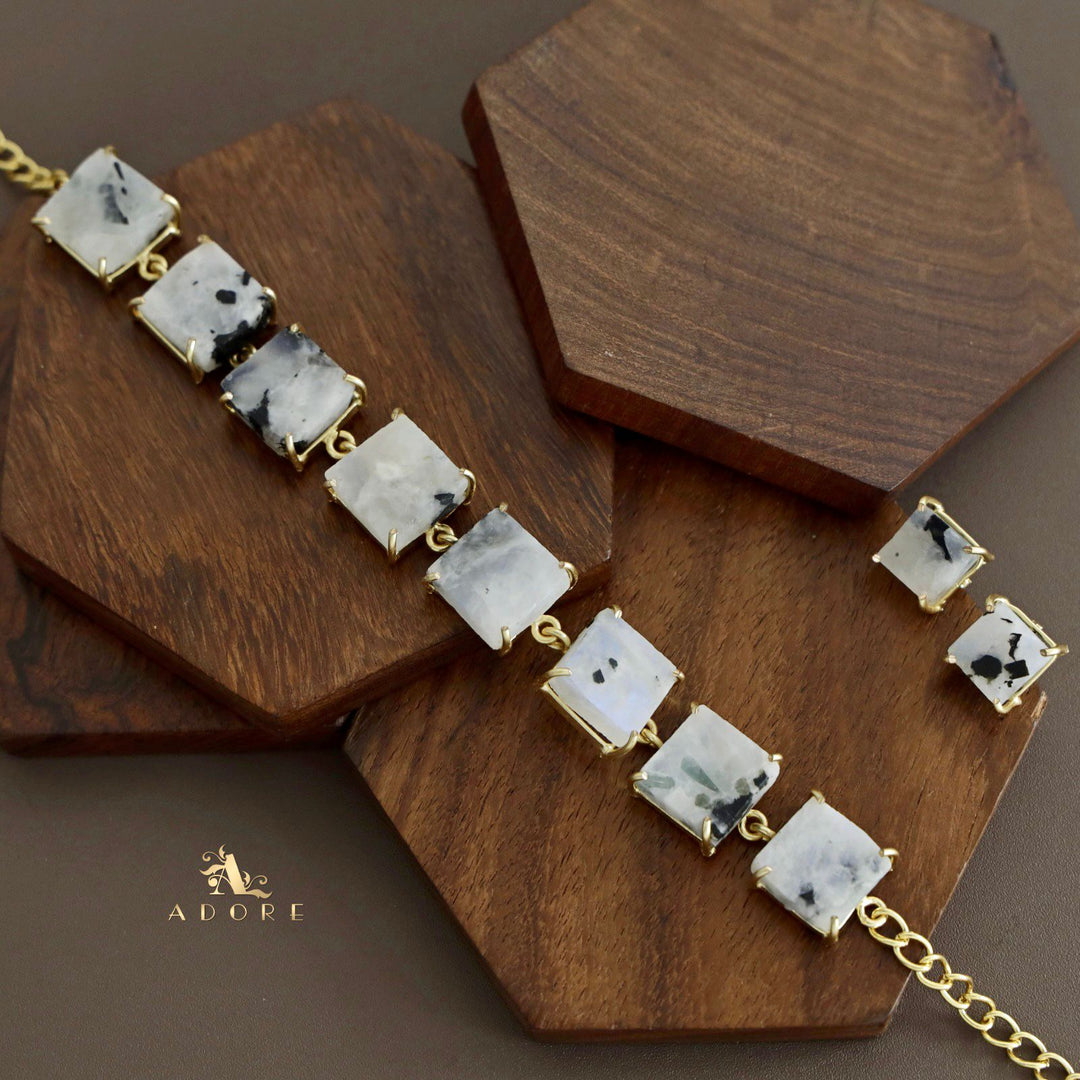 Raw Stone Square Claw Choker With Stud