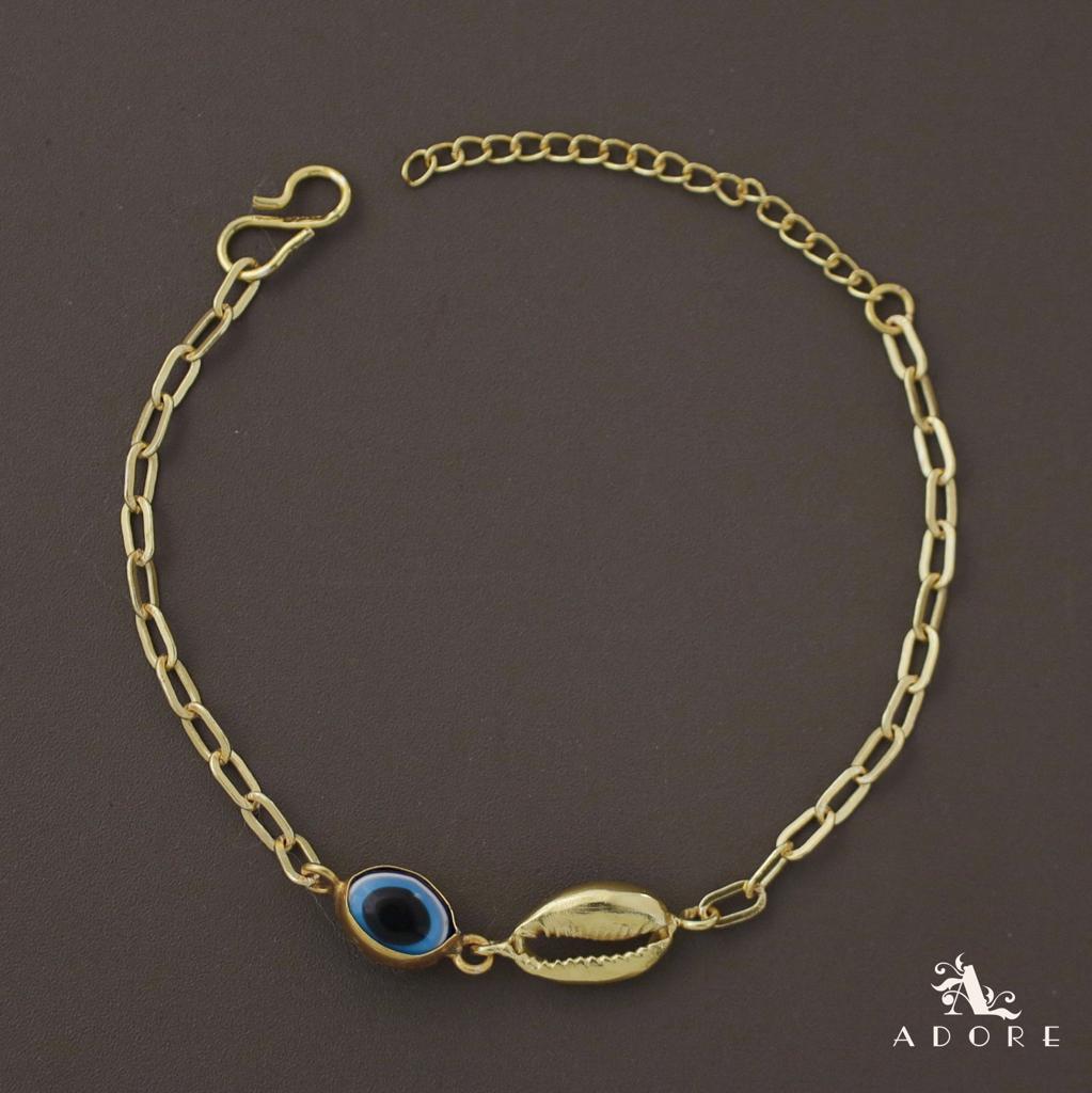 Evil Eye Golden Shell Chain Anklet (Single Piece)