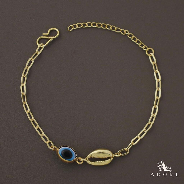 Evil Eye Golden Shell Chain Anklet (Single Piece)