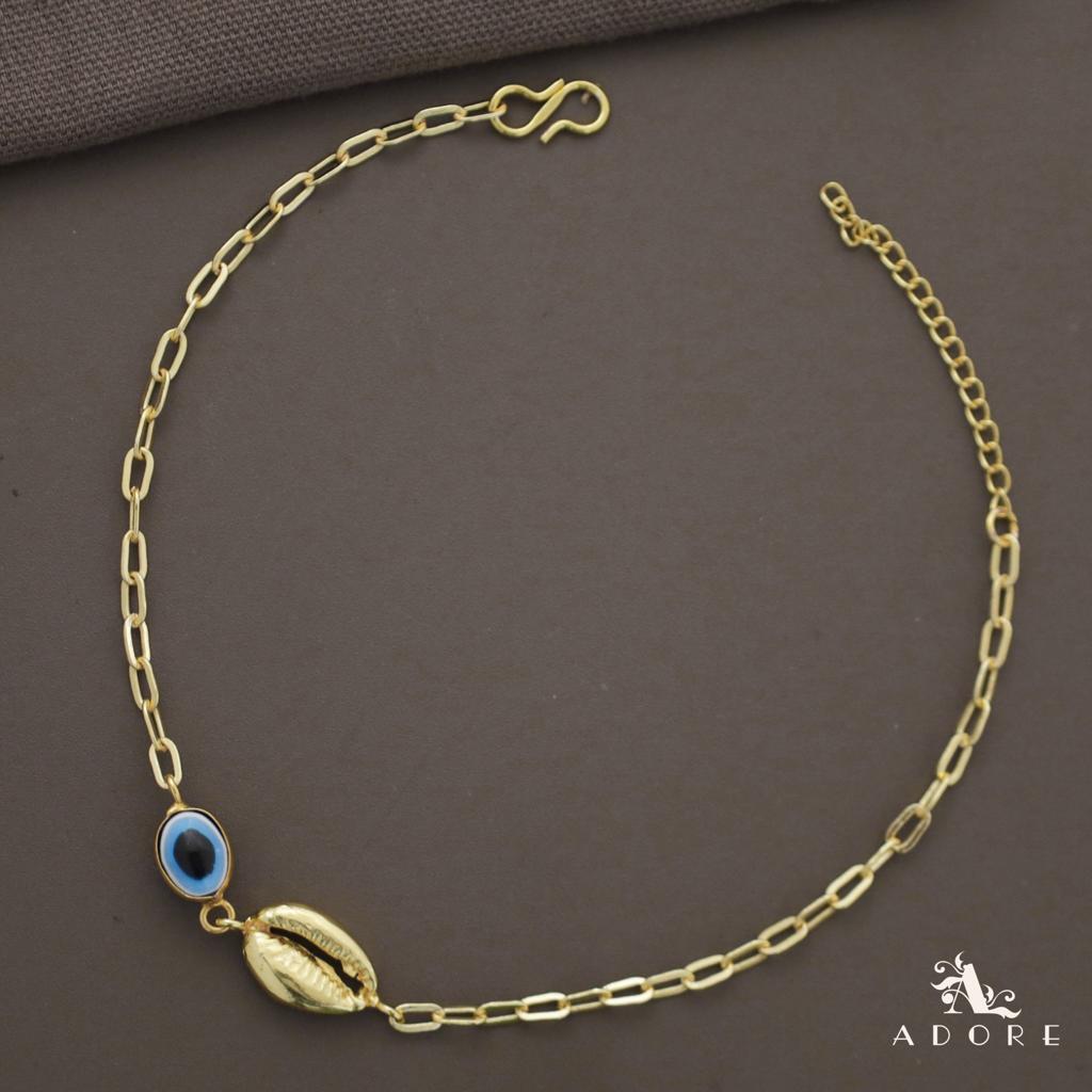 Evil Eye Golden Shell Chain Anklet (Single Piece)