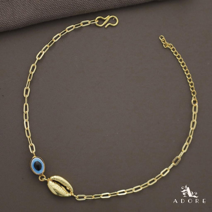 Evil Eye Golden Shell Chain Anklet (Single Piece)