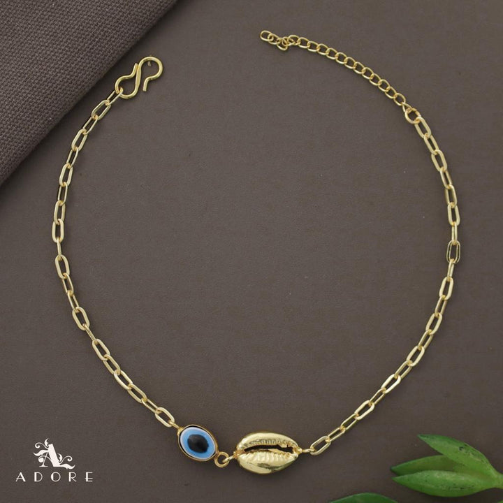Evil Eye Golden Shell Chain Anklet (Single Piece)