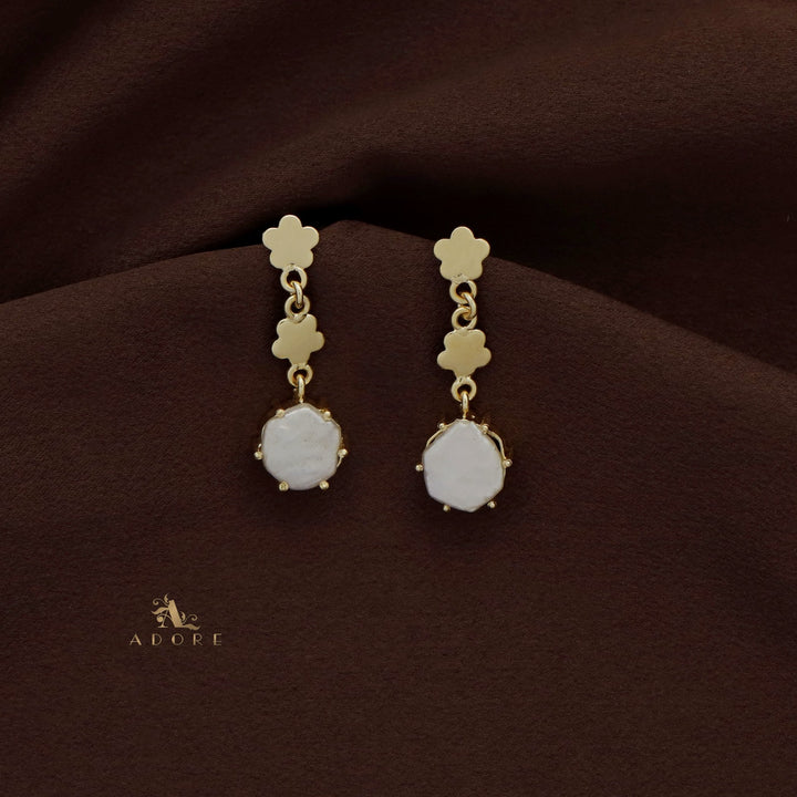 Golden Dual Flower Baroque Earring
