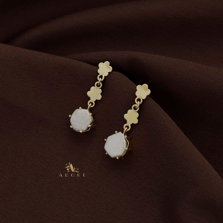 Golden Dual Flower Baroque Earring