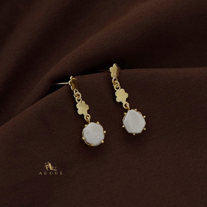 Golden Dual Flower Baroque Earring