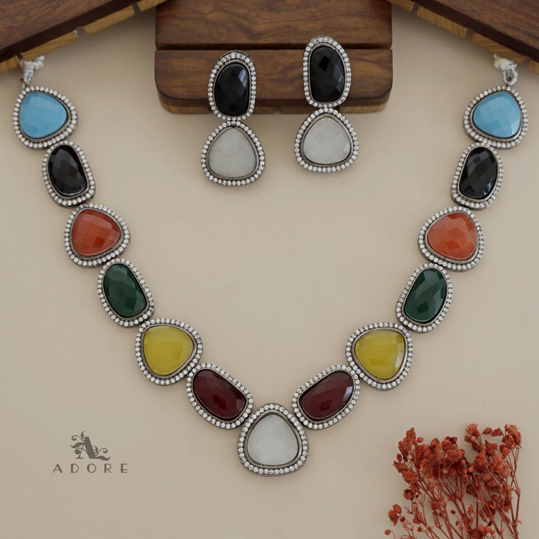 Adore - Multicolour Elite Neck Piece With Earring