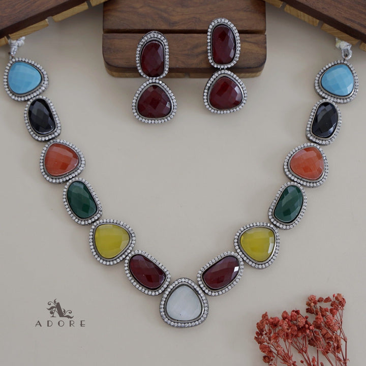 Adore - Multicolour Elite Neck Piece With Earring