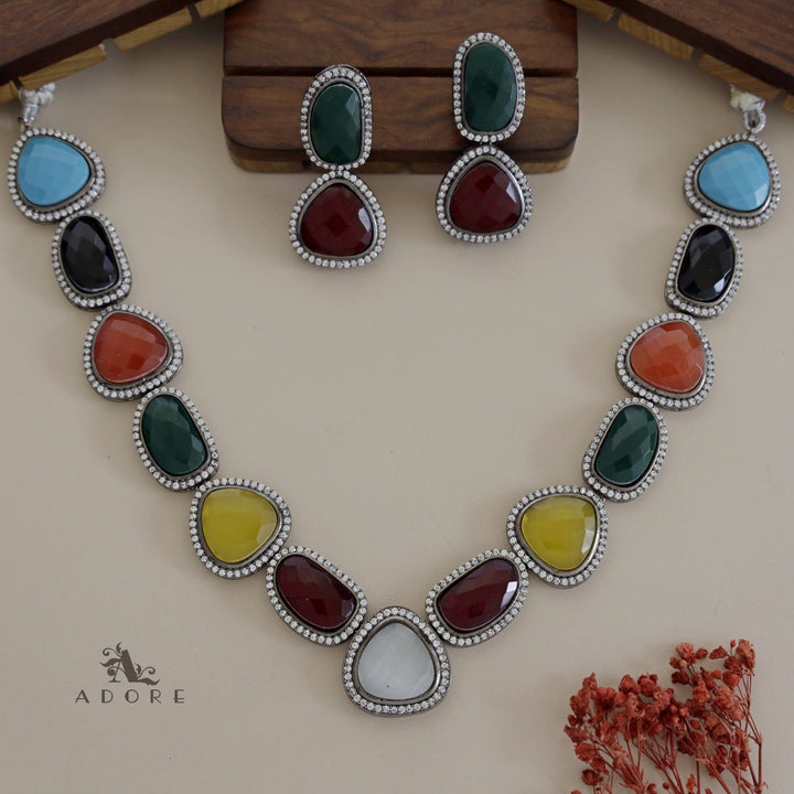 Adore - Multicolour Elite Neck Piece With Earring