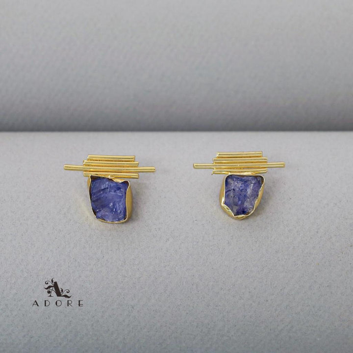 Sticky Lines Dyed Stone Earring