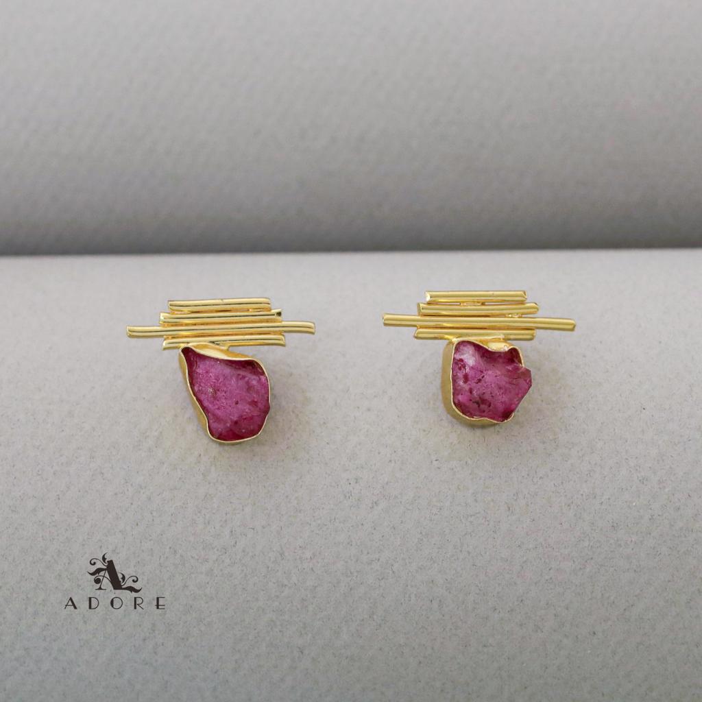 Sticky Lines Dyed Stone Earring