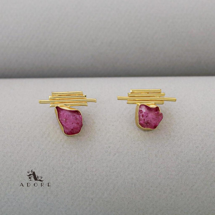 Sticky Lines Dyed Stone Earring