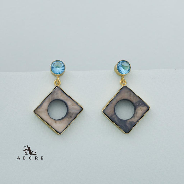 Trikal Round Glossy Diamond Abalone Earring