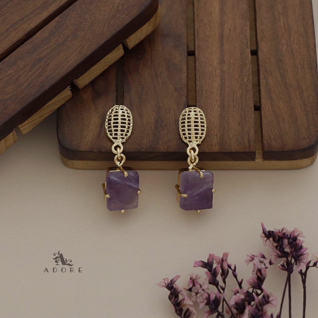 Colonnade Rectangle Raw Stone Earring