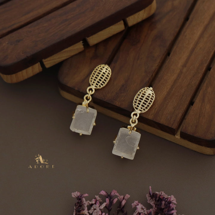 Colonnade Rectangle Raw Stone Earring