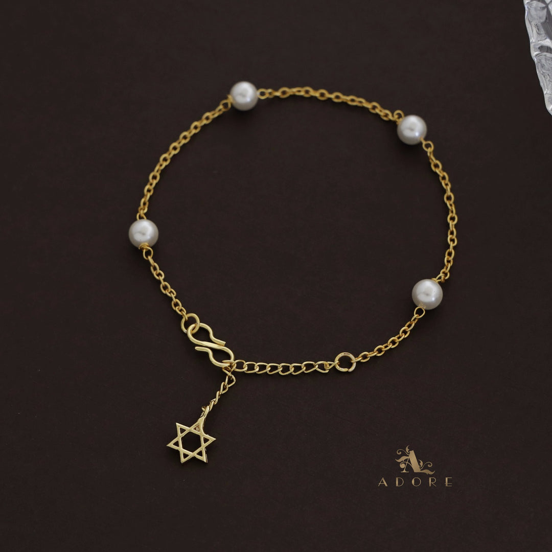 Pearly Golden Star Anklet