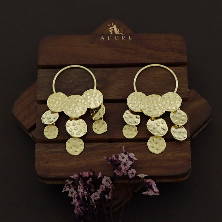 Golden Hammered Circle Thulip Earring