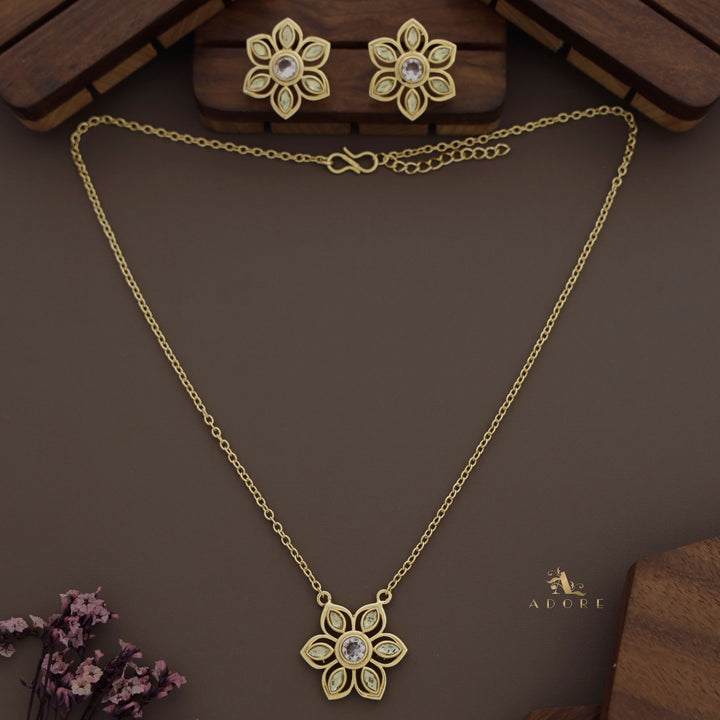 Rika Floral Long Neckpiece With Earring