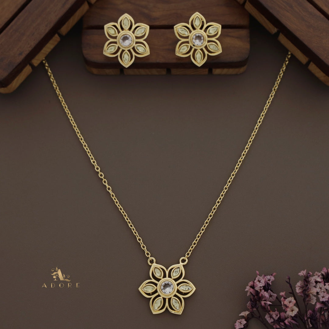 Rika Floral Long Neckpiece With Earring
