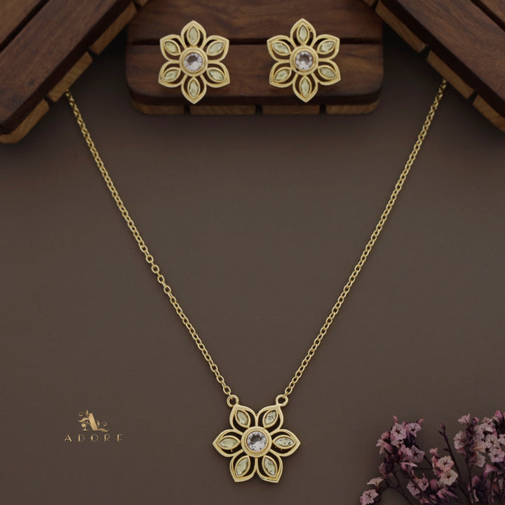 Rika Floral Long Neckpiece With Earring