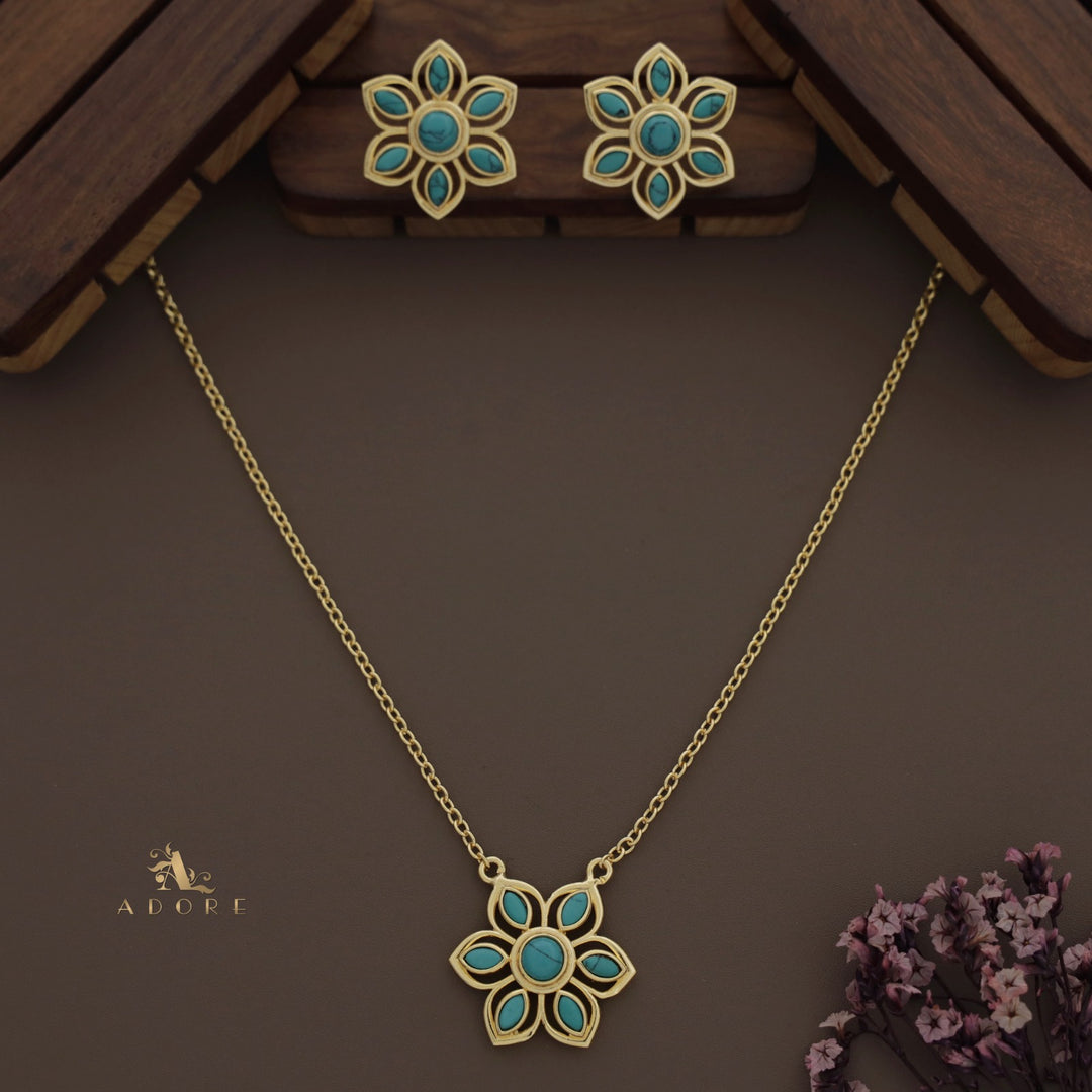 Rika Floral Long Neckpiece With Earring