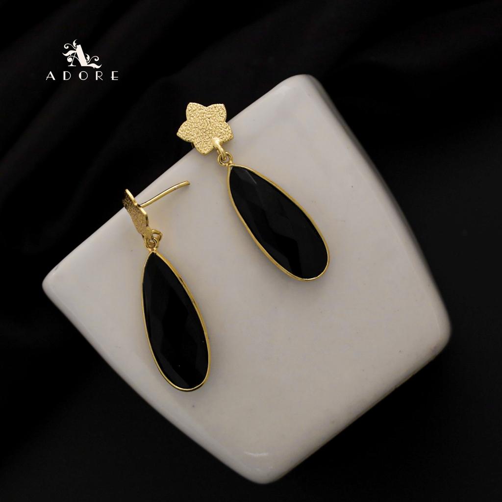 Indo Western Black Beads Drop Earring in 92.5 Serling Silver