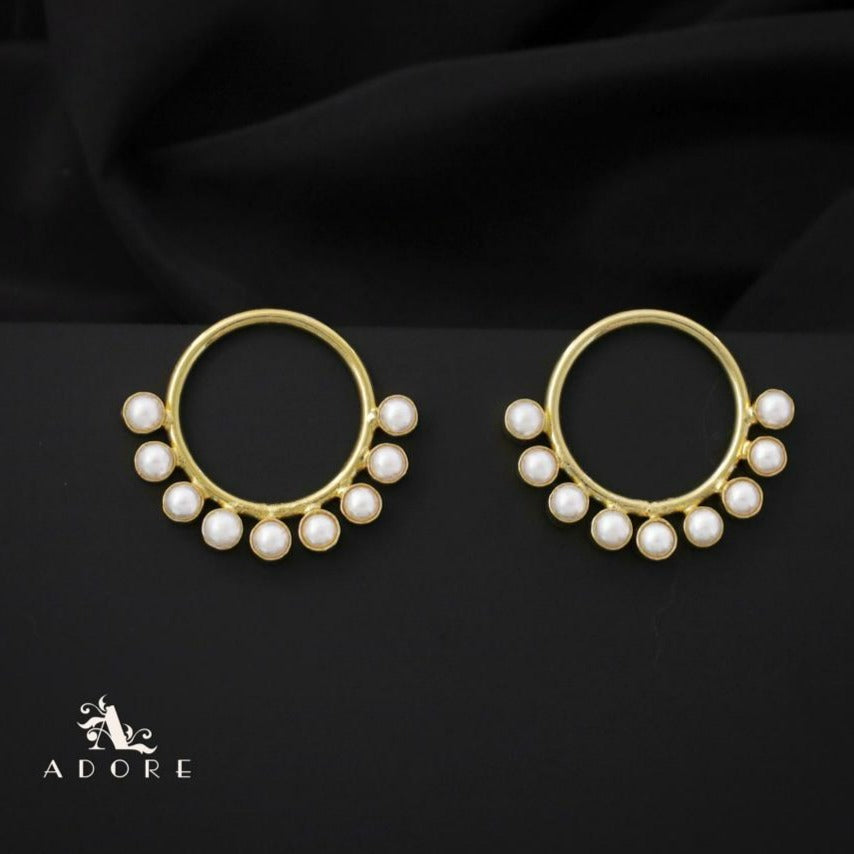 Golden Half Pearl Hoop Earring