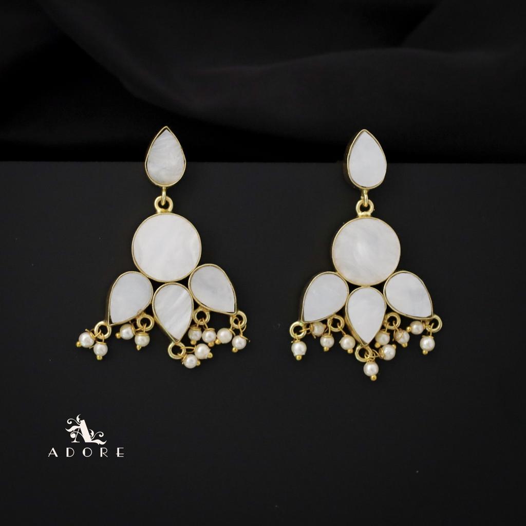 Clesta MOP Round And Drop Pearl Earring