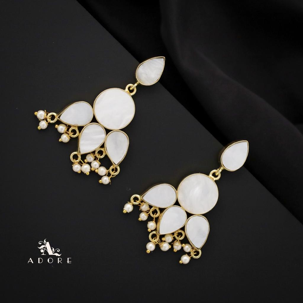 Clesta MOP Round And Drop Pearl Earring