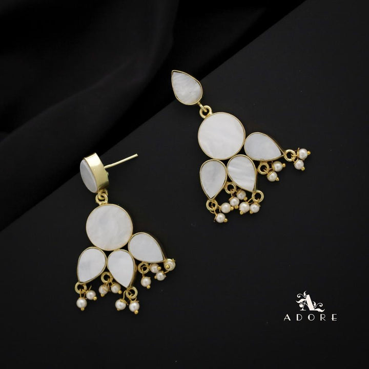 Clesta MOP Round And Drop Pearl Earring