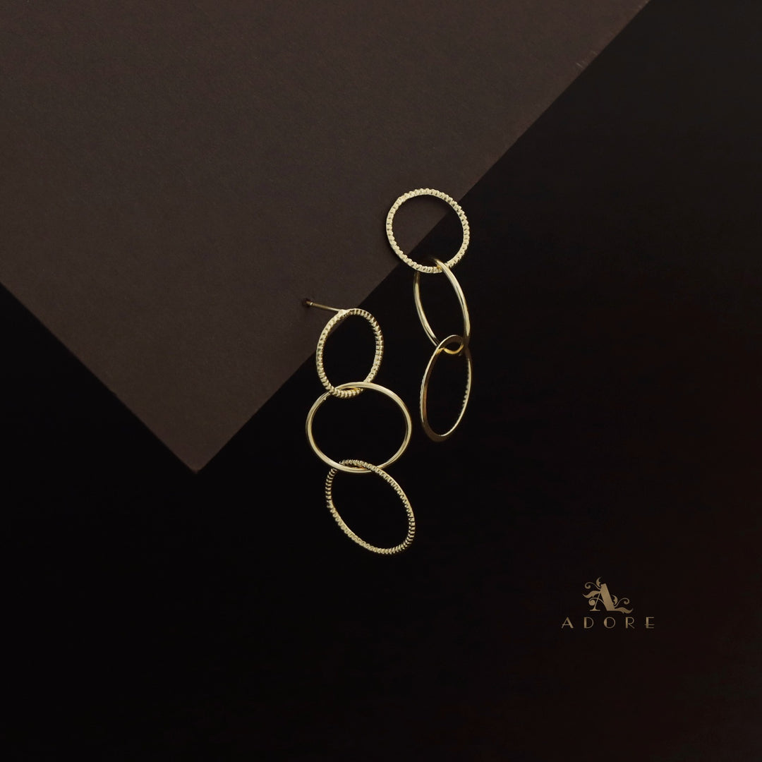 Hridya Golden Tri Circle Earring