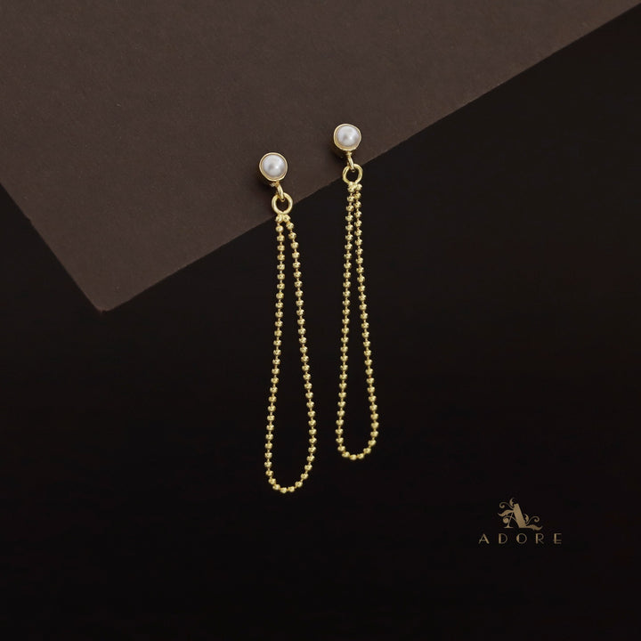 Pearly Gold Ball Chain Earring ( 5 MM)
