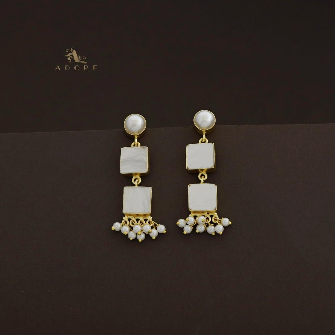 Pearly Dual Square MOP Earring
