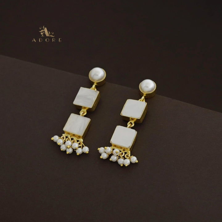 Pearly Dual Square MOP Earring