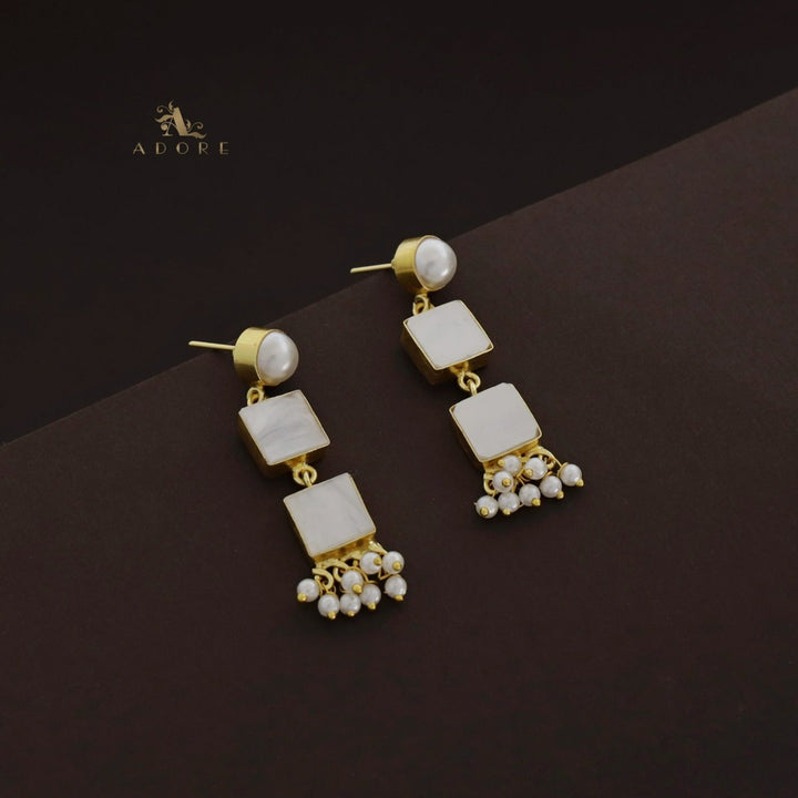 Pearly Dual Square MOP Earring