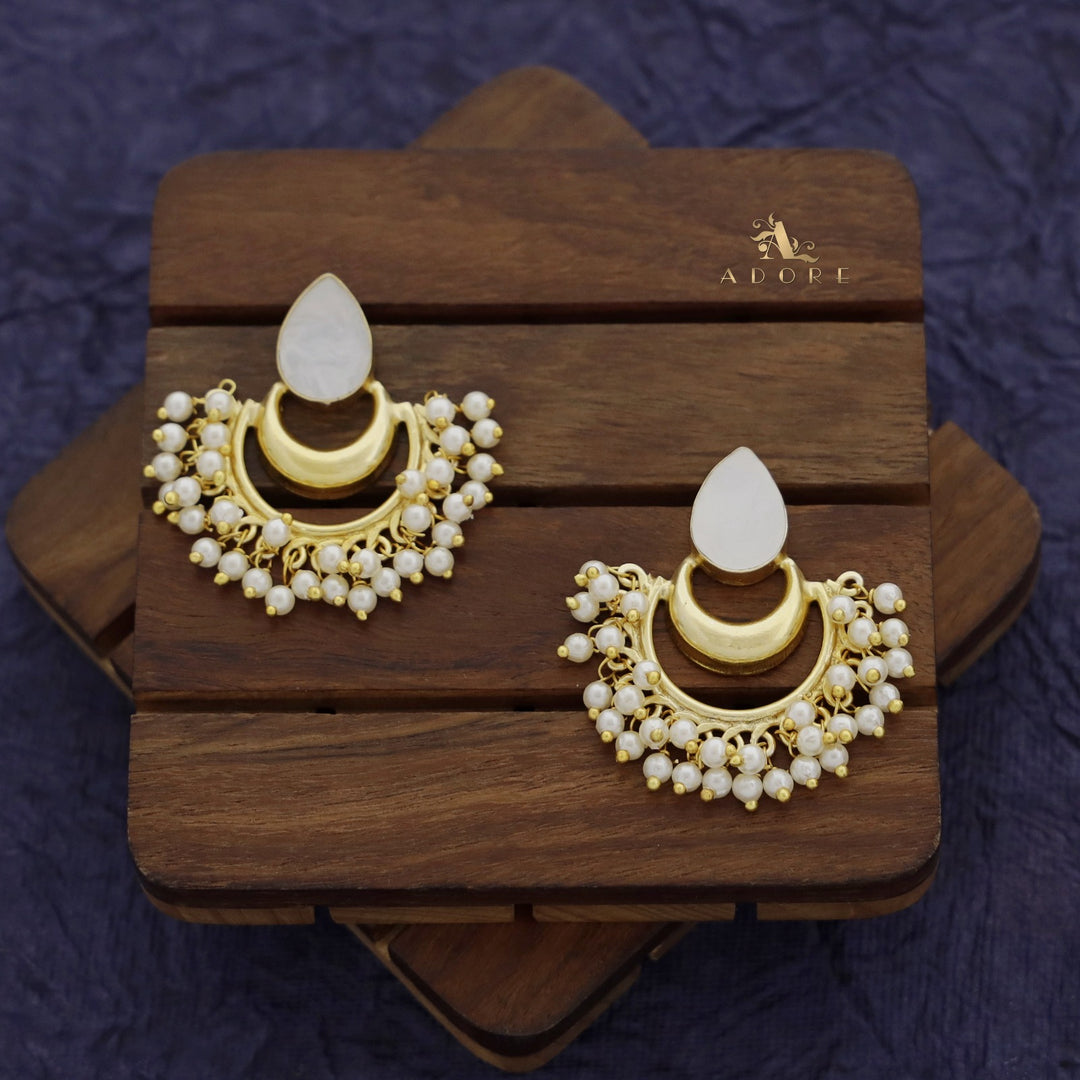 Drop Golden Moon Cluster Pearl Earring