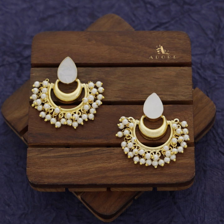 Drop Golden Moon Cluster Pearl Earring