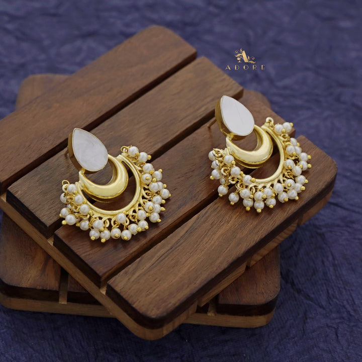 Drop Golden Moon Cluster Pearl Earring