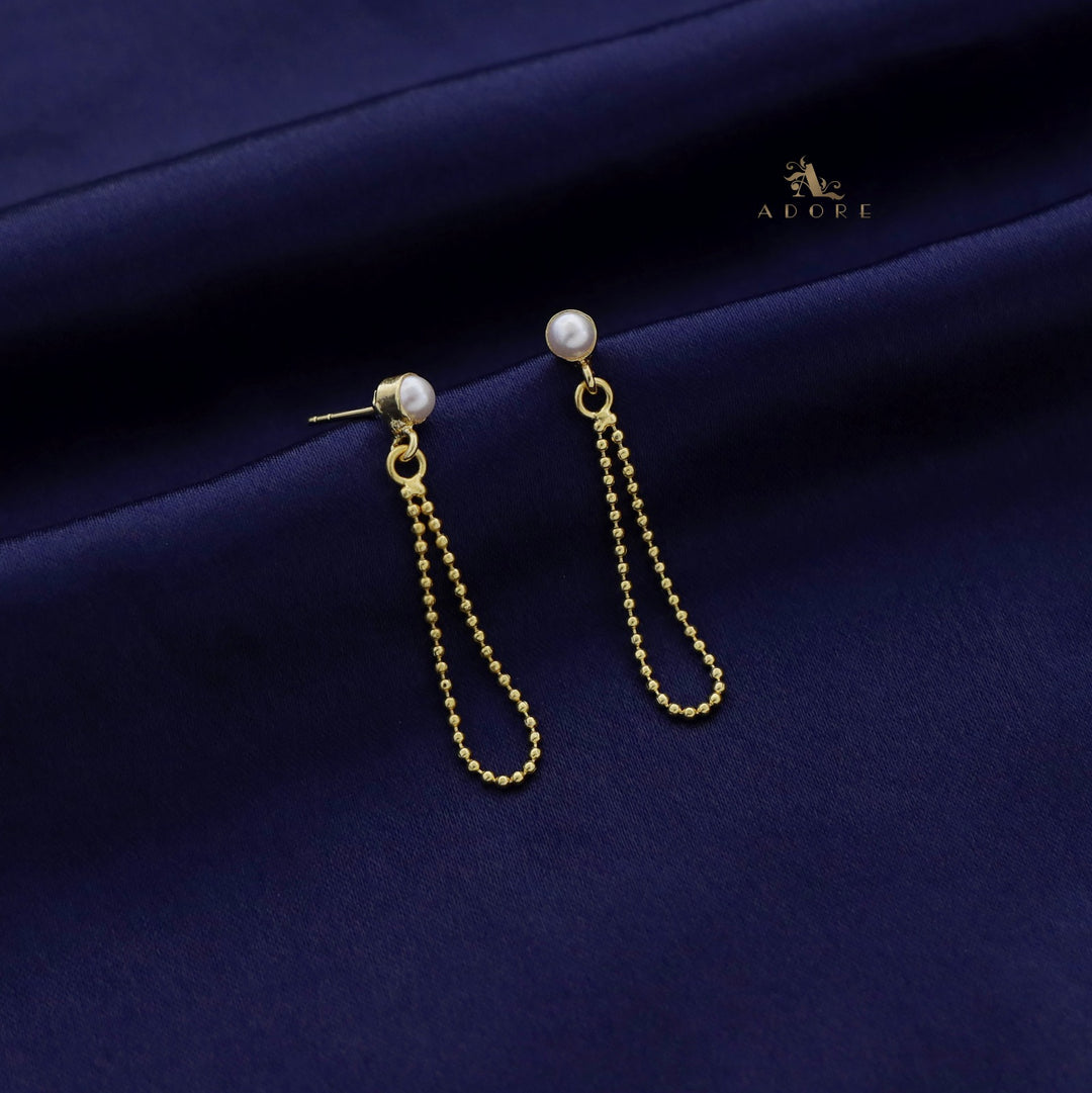 Pearly Gold Ball Chain Earring ( 5 MM)