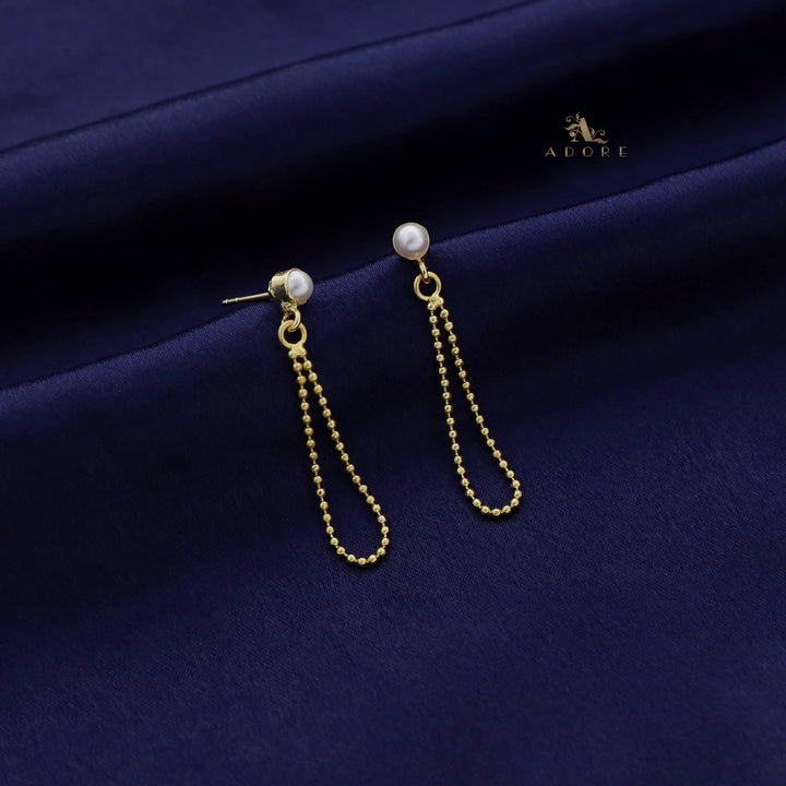 Pearly Gold Ball Chain Earring ( 5 MM)